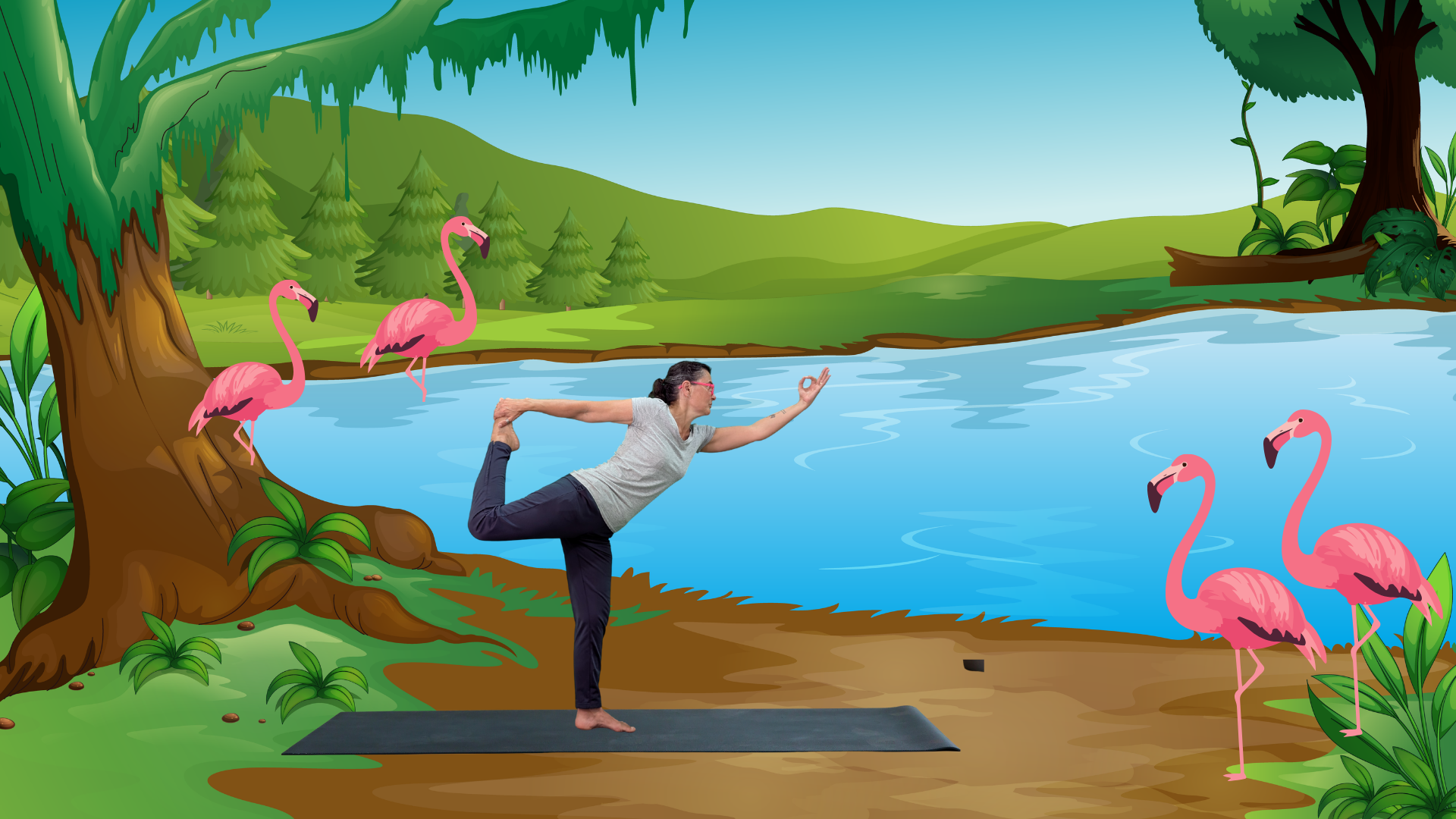 Yoga para crianças com fundo ilustrado